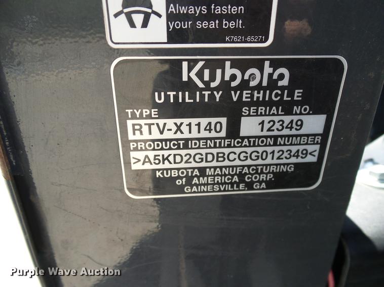 image for item DD1277 2016 Kubota RTVX1140 utility vehicle