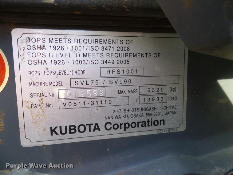 image for item DD1288 2016 Kubota SVL75-2 skid steer