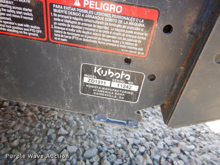 image for item EI9024 2016 Kubota ZD1211 ZTR lawn mower