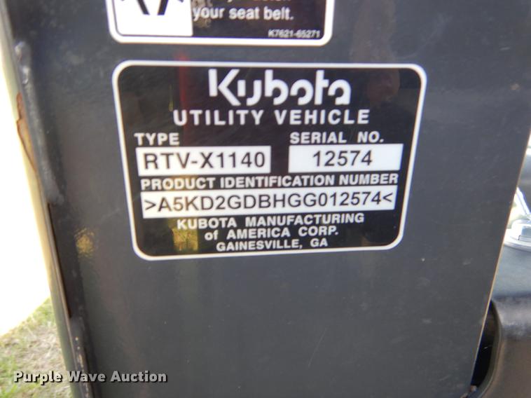 image for item EI9040 2016 Kubota RTV1140 utility vehicle