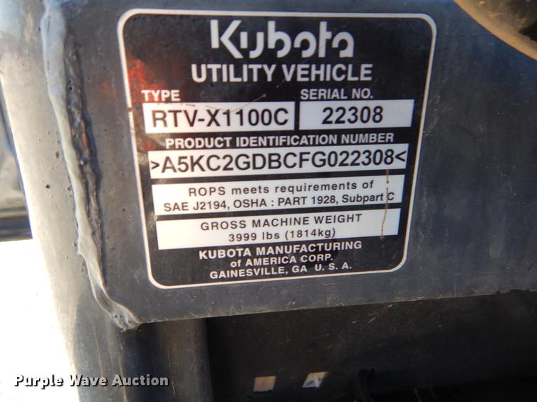 image for item EI9072 2015 Kubota X1100C utility vehicle
