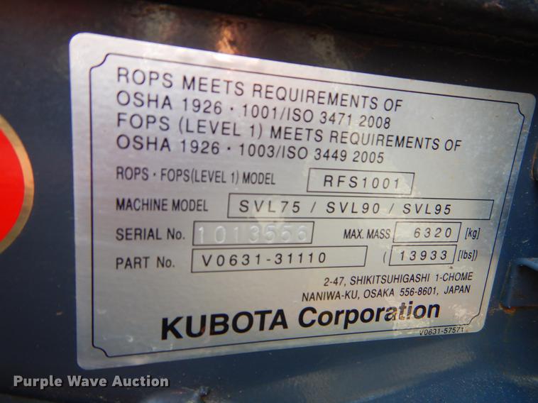 image for item EI9076 2017 Kubota SVL95-2S skid steer