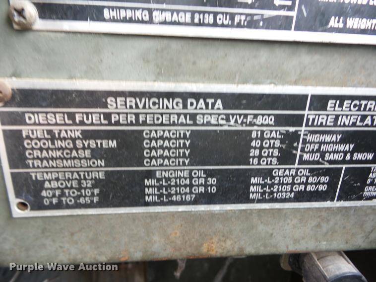 image for item BI9538 1985 Am General flatbed truck