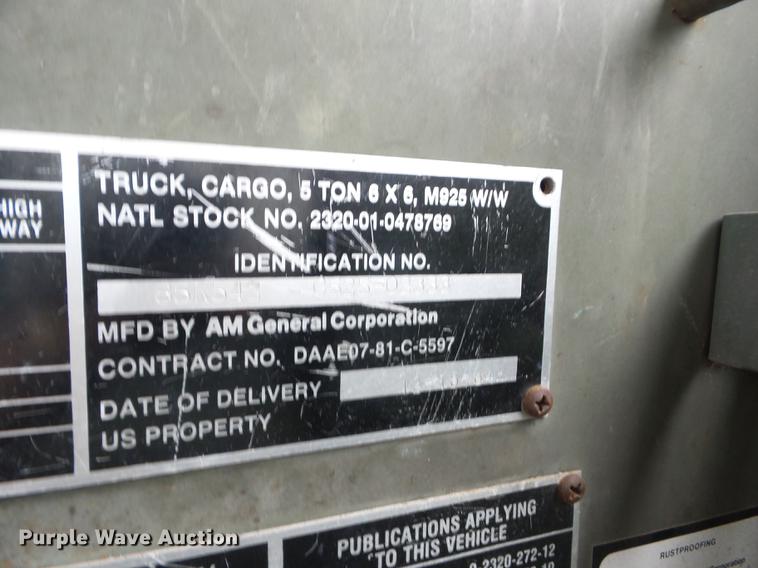 image for item BI9538 1985 Am General flatbed truck