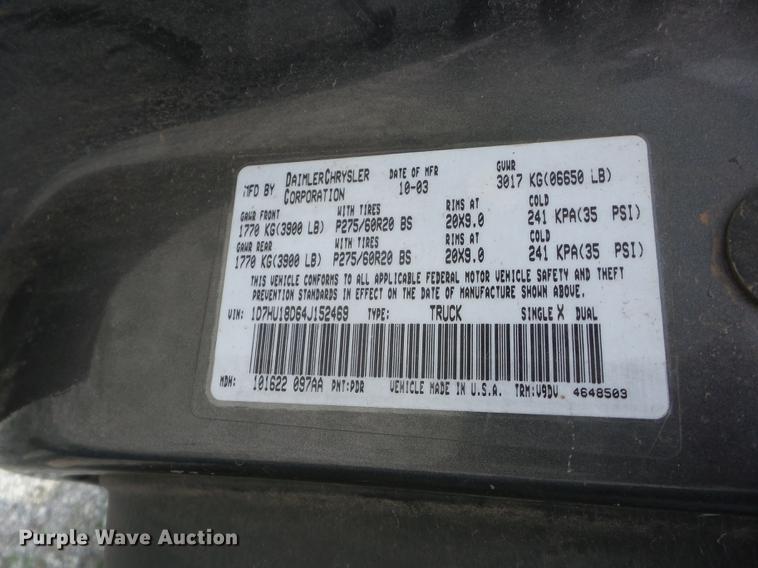 image for item BI9543 2004 Dodge Ram 1500 Quad Cab pickup truck