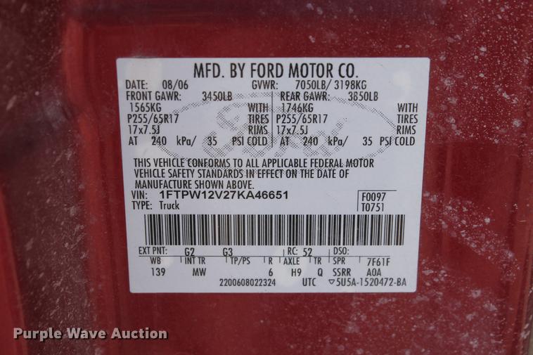 image for item DB5188 2007 Ford F150 XLT SuperCrew pickup truck