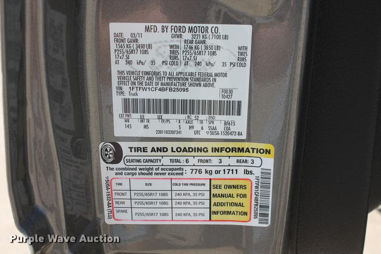 image for item DB5189 2011 Ford F150 XLT SuperCrew pickup truck