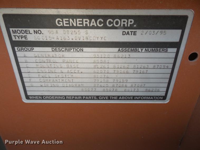 image for item DB6067 1995 Generac 95A00255S generator