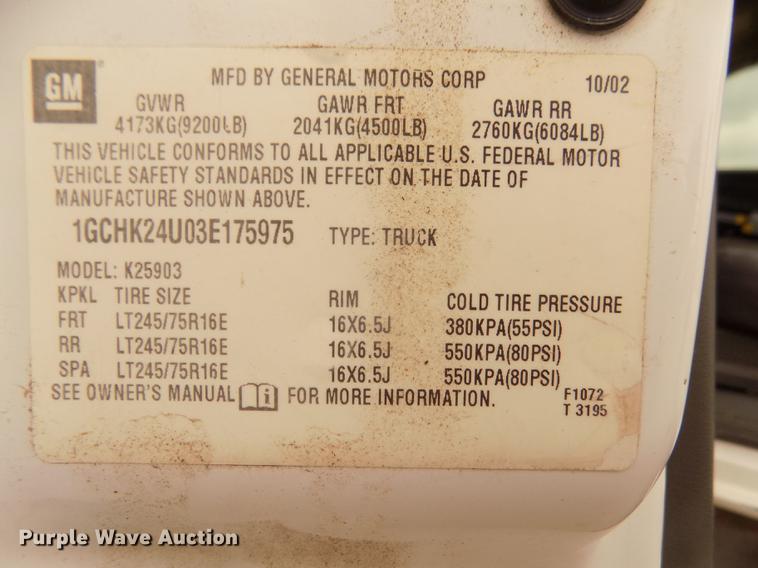 image for item DD2758 2003 Chevrolet Silverado 2500HD pickup truck