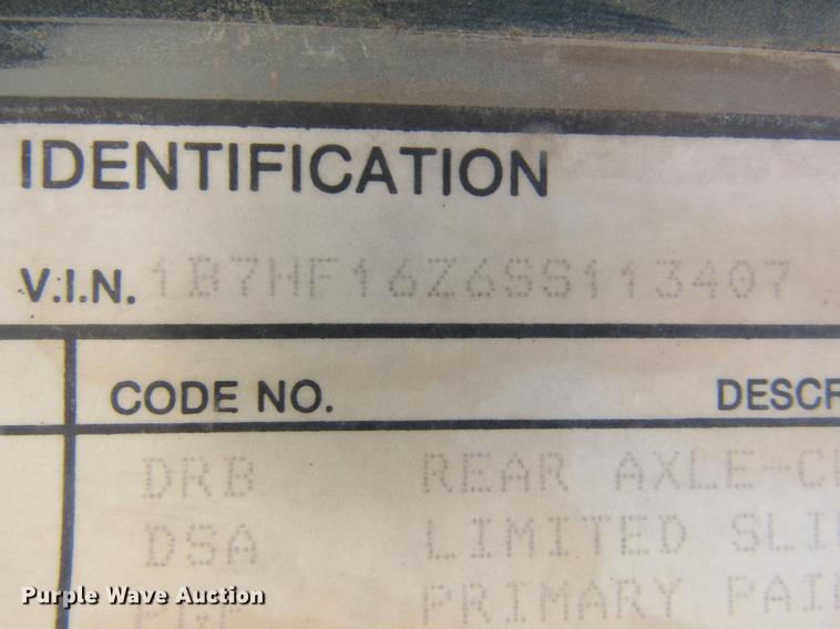 image for item DD5673 1995 Dodge Ram 1500 pickup truck