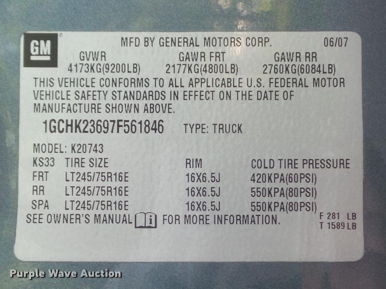 image for item DD7193 2007 Chevrolet Silverado 2500HD Crew Cab pickup truck