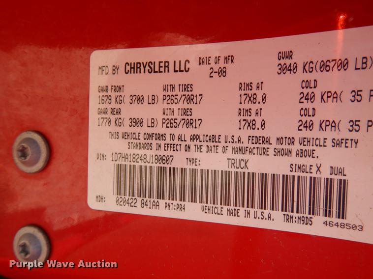 image for item DE1708 2008 Dodge Ram 1500 Quad Cab utility bed pickup truck