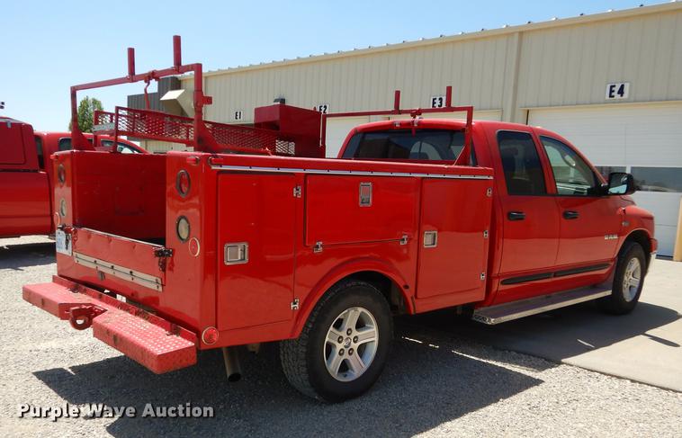 image for item DE1717 2008 Dodge Ram 1500 Quad Cab utility bed pickup truck