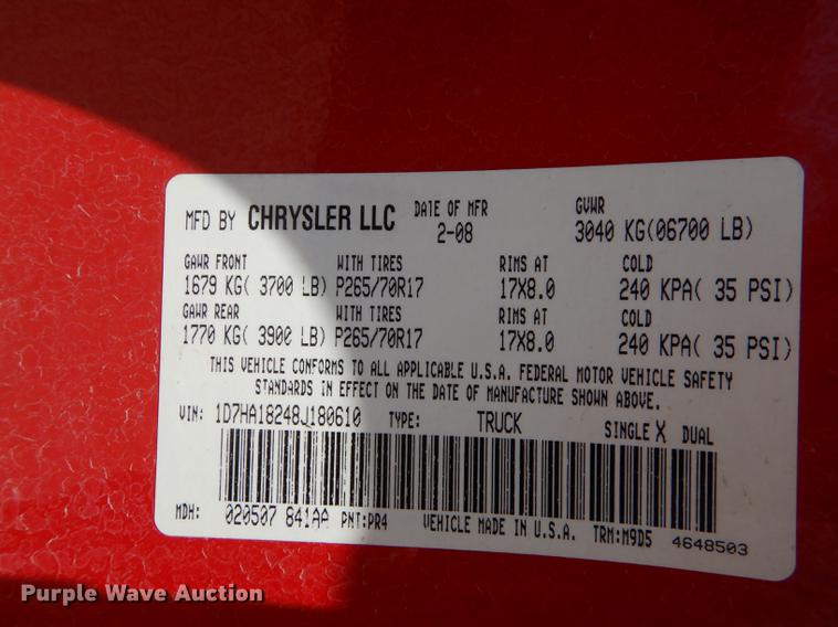 image for item DE1717 2008 Dodge Ram 1500 Quad Cab utility bed pickup truck