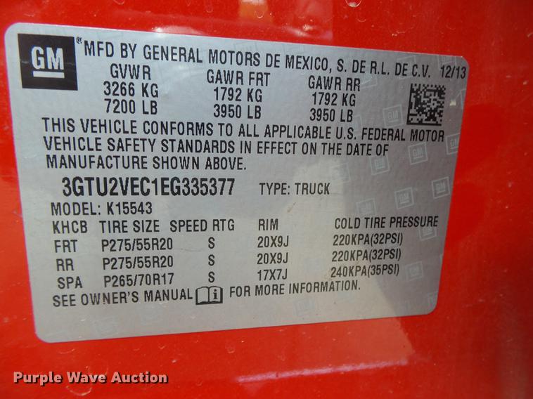 image for item DE3652 2014 GMC Sierra 1500 SLT Crew Cab pickup truck