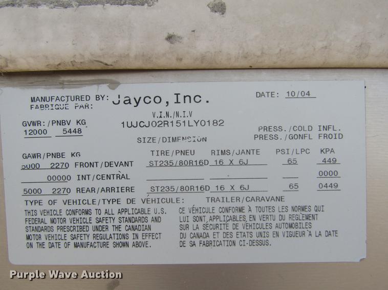 image for item DE6813 2005 Jayco Eagle camper