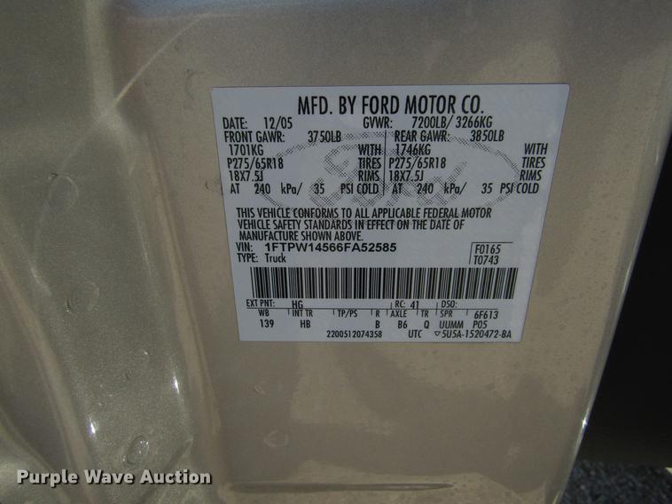 image for item DF3794 2006 Ford F150 SuperCrew pickup truck