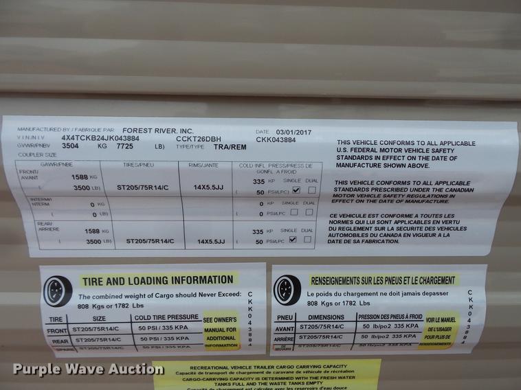 image for item DW9706 2018 Forest River Cherokee M-26DB camper