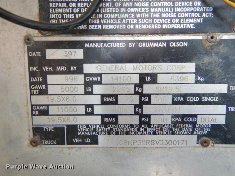 image for item EI9102 1997 Chevrolet P30 box truck