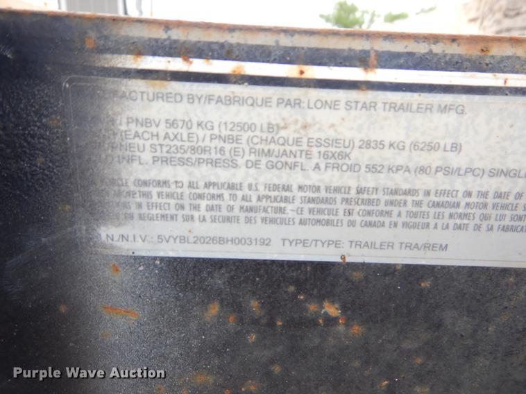 image for item EI9109 2011 Lone Star equipment trailer