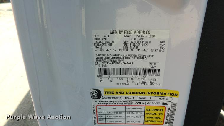 image for item ET9543 2014 Ford F150 SuperCrew pickup truck