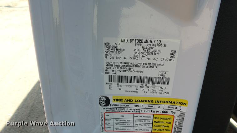 image for item ET9543 2014 Ford F150 SuperCrew pickup truck