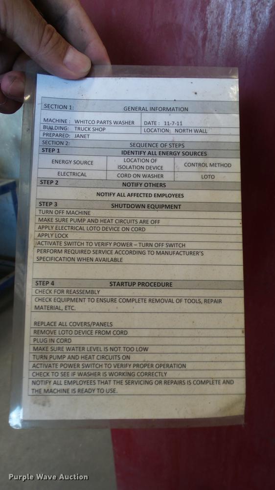 image for item ET9552 Whitco parts washer