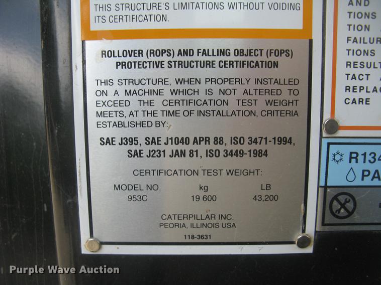image for item DC2259 2003 Caterpillar 953C track loader