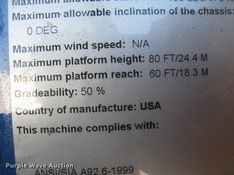 image for item DC2263 2003 Genie Z-80/60 boom lift