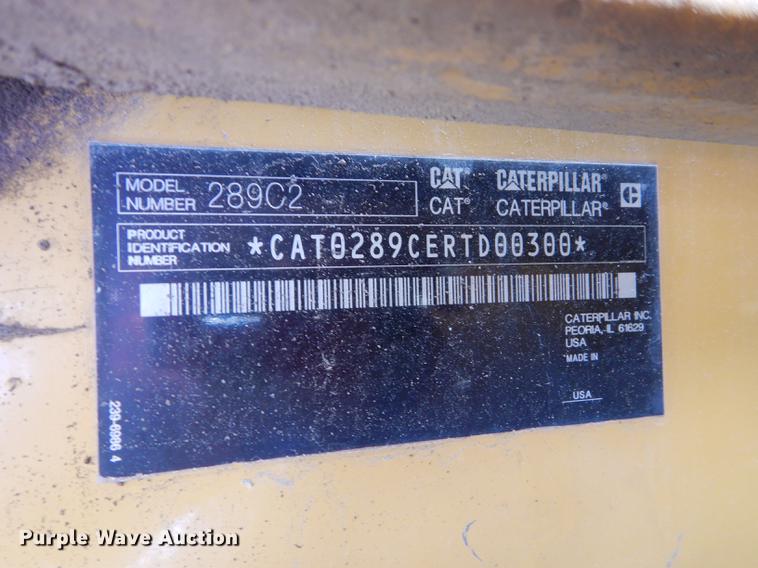 image for item DE1722 2012 Caterpillar 289C2 skid steer