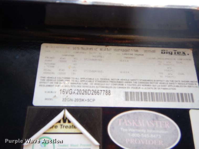 image for item EI9173 2013 Big Tex 22GN20BK5CP equipment trailer