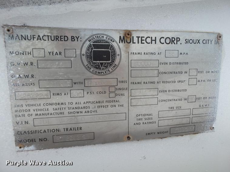 image for item EN9559 1981 Multech bottom dump trailer