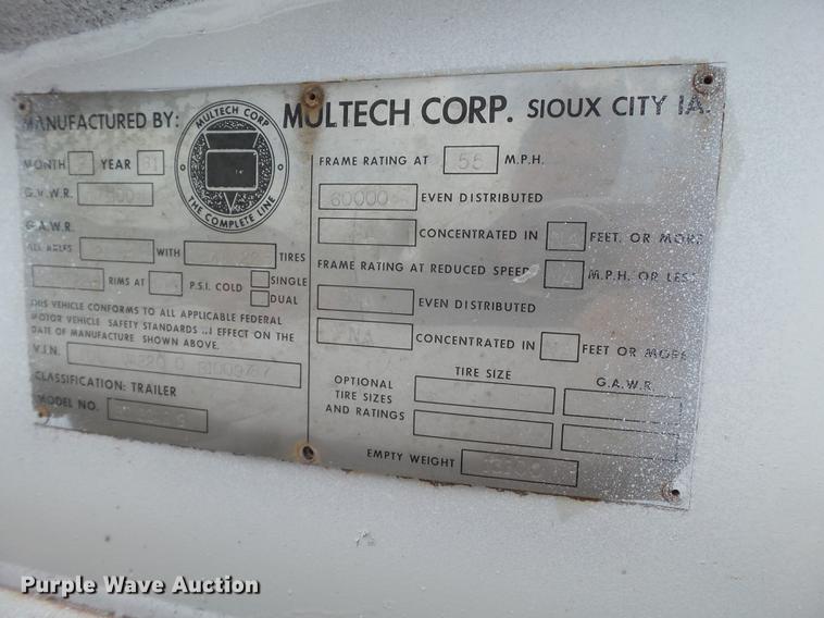 image for item EN9559 1981 Multech bottom dump trailer