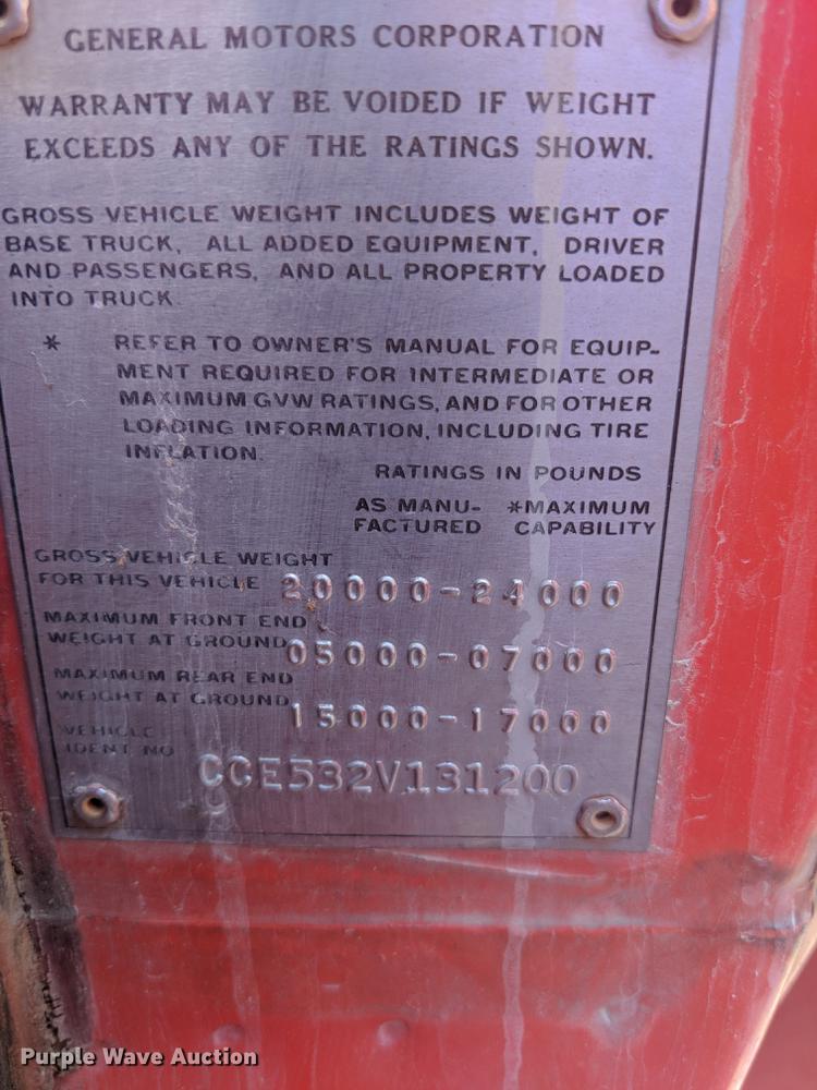 image for item BI9549 1972 Chevrolet C50 fire truck