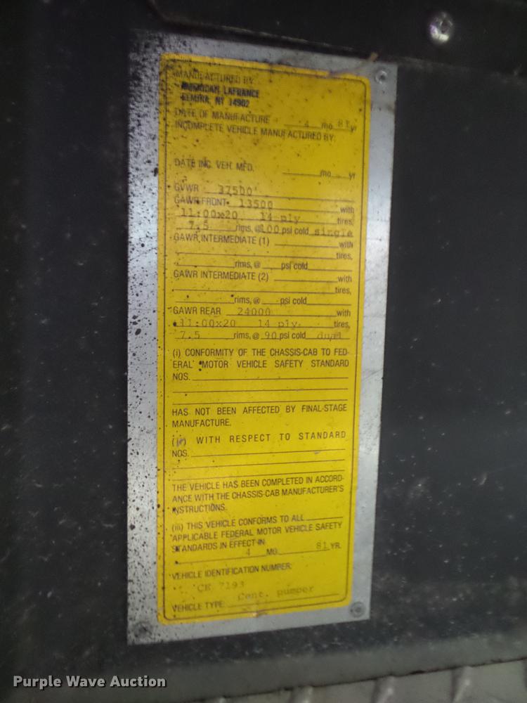 image for item BI9551 1981 American Lafrance pumper fire truck