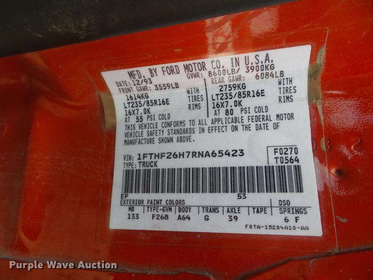 image for item BI9553 1994 Ford F250 pickup truck