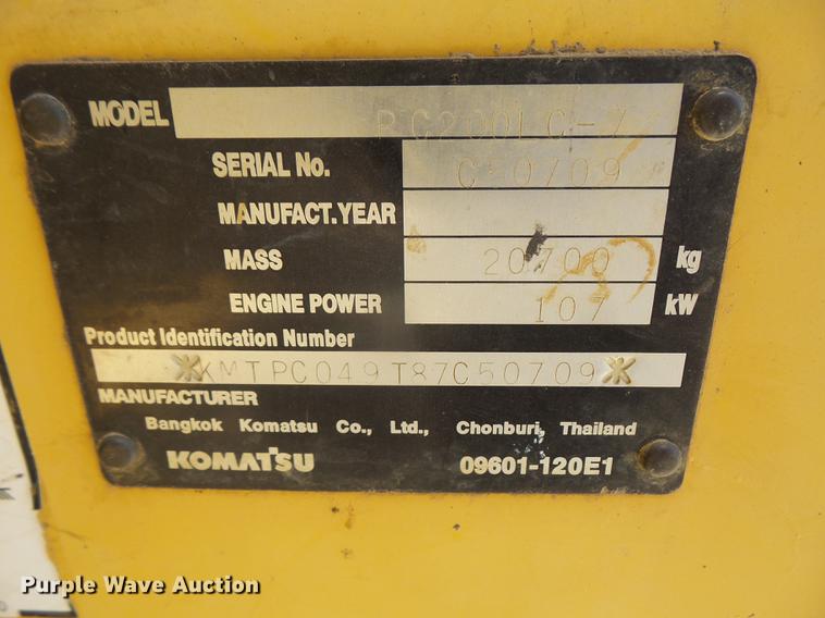 image for item DB6086 2005 Komatsu PC200LC-7 excavator