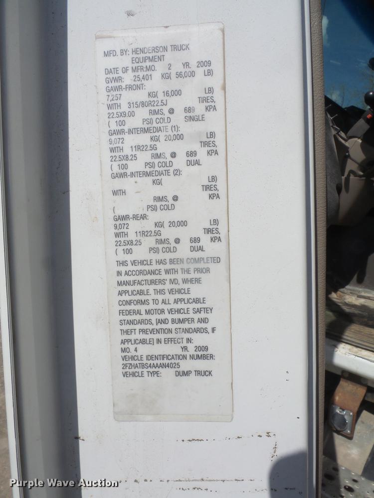 image for item DB6089 2010 Sterling L7500 dump truck