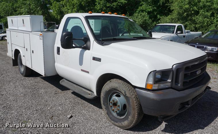 image for item DB6107 2003 Ford F350 Super Duty XL utility bed pickup truck