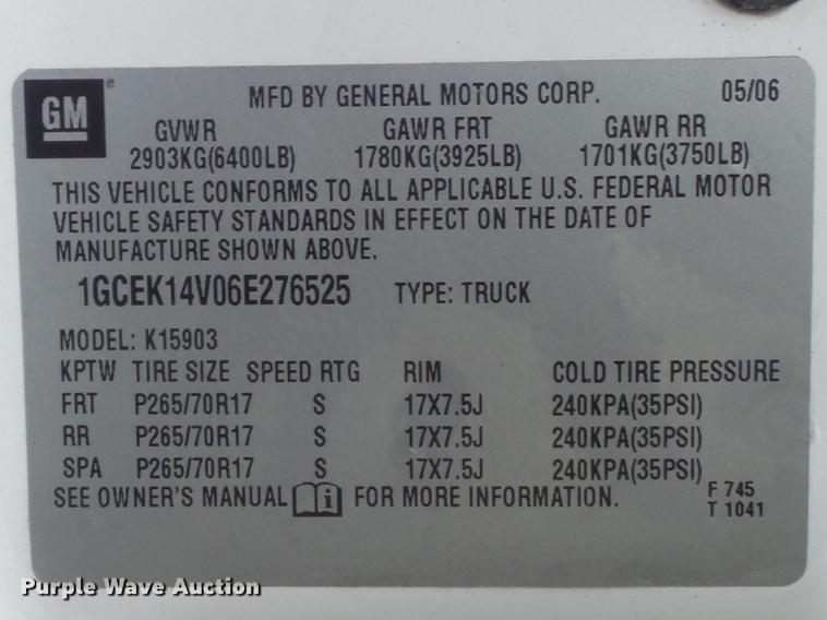 image for item DC7257 2006 Chevrolet Silverado 1500 pickup truck