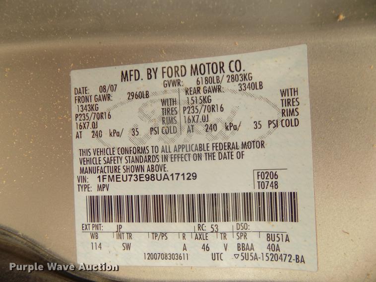 image for item DD2751 2008 Ford Explorer XLT SUV