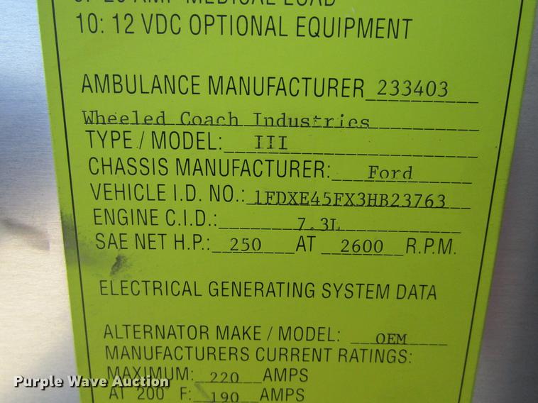 image for item DD5683 2003 Ford Econoline E450 Super Duty ambulance