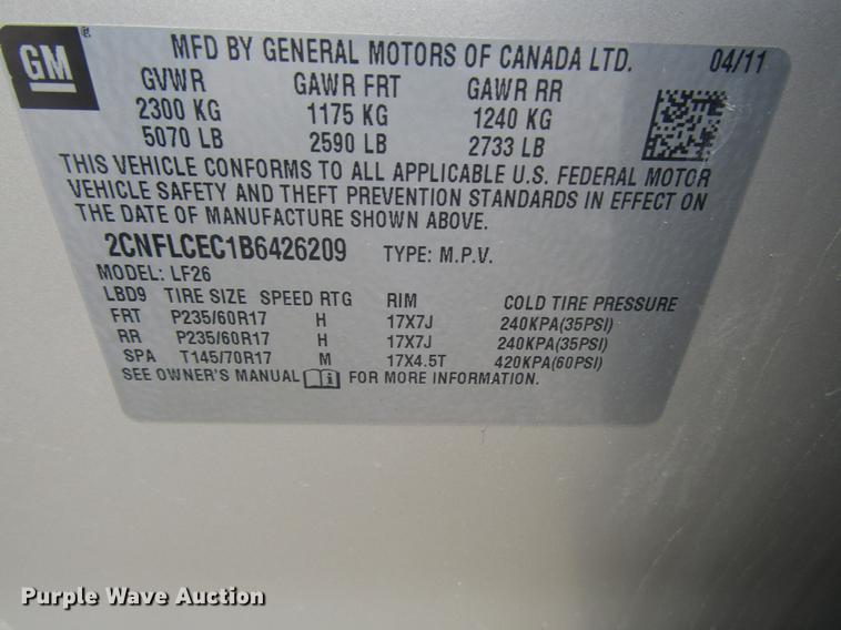 image for item DD7472 2011 Chevrolet Equinox SUV