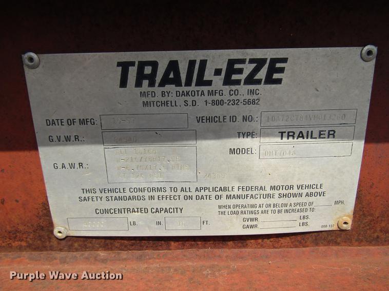 image for item DD7475 1997 Trail-Eze DHT7048 equipment trailer
