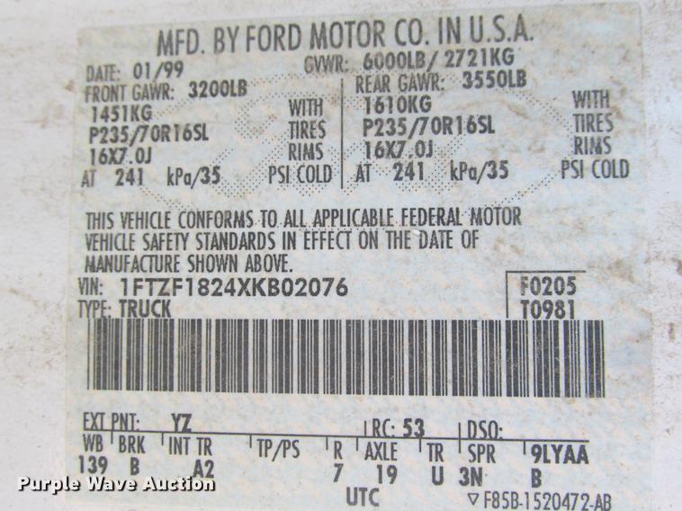 image for item DE3703 1999 Ford F150 pickup truck