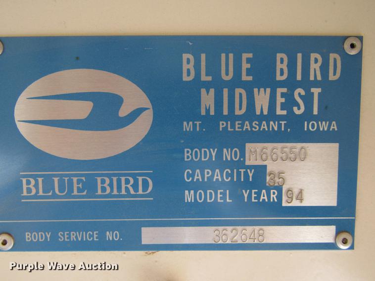 image for item DE6829 1994 Ford B700 Blue Bird school bus