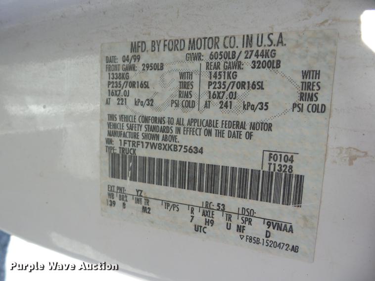 image for item EI9803 1999 Ford F150 pickup truck