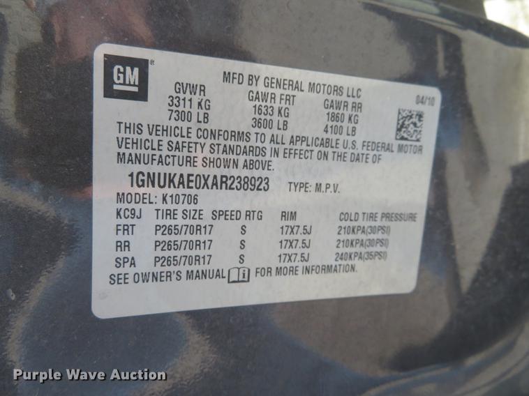 image for item EJ9598 2010 Chevrolet Tahoe SUV