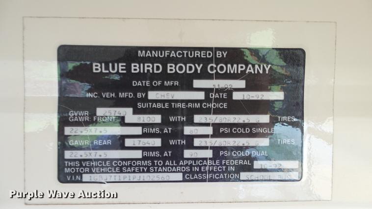 image for item EZ9276 1993 Chevrolet school bus