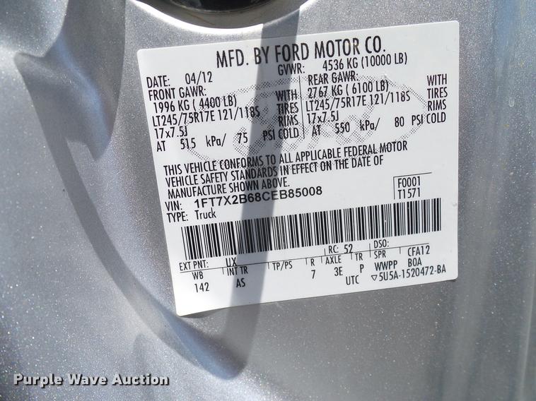 image for item DD8194 2012 Ford F250 Super Duty SuperCab pickup truck